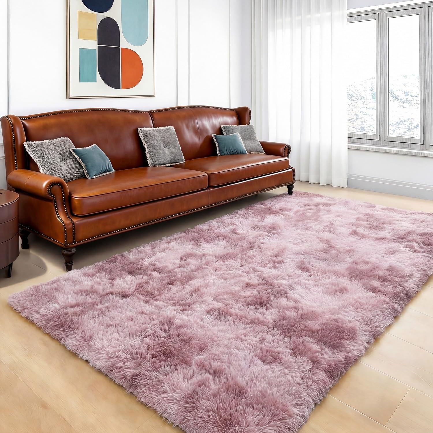 lekeplus Rugs Living Room Large Rugs Bedroom Anti Skid Rug Shaggy Soft Rug for Living Room Bedroom Play Area Kids Room Luxury Decorative(Dark Pink 180x270cm) โ image 1