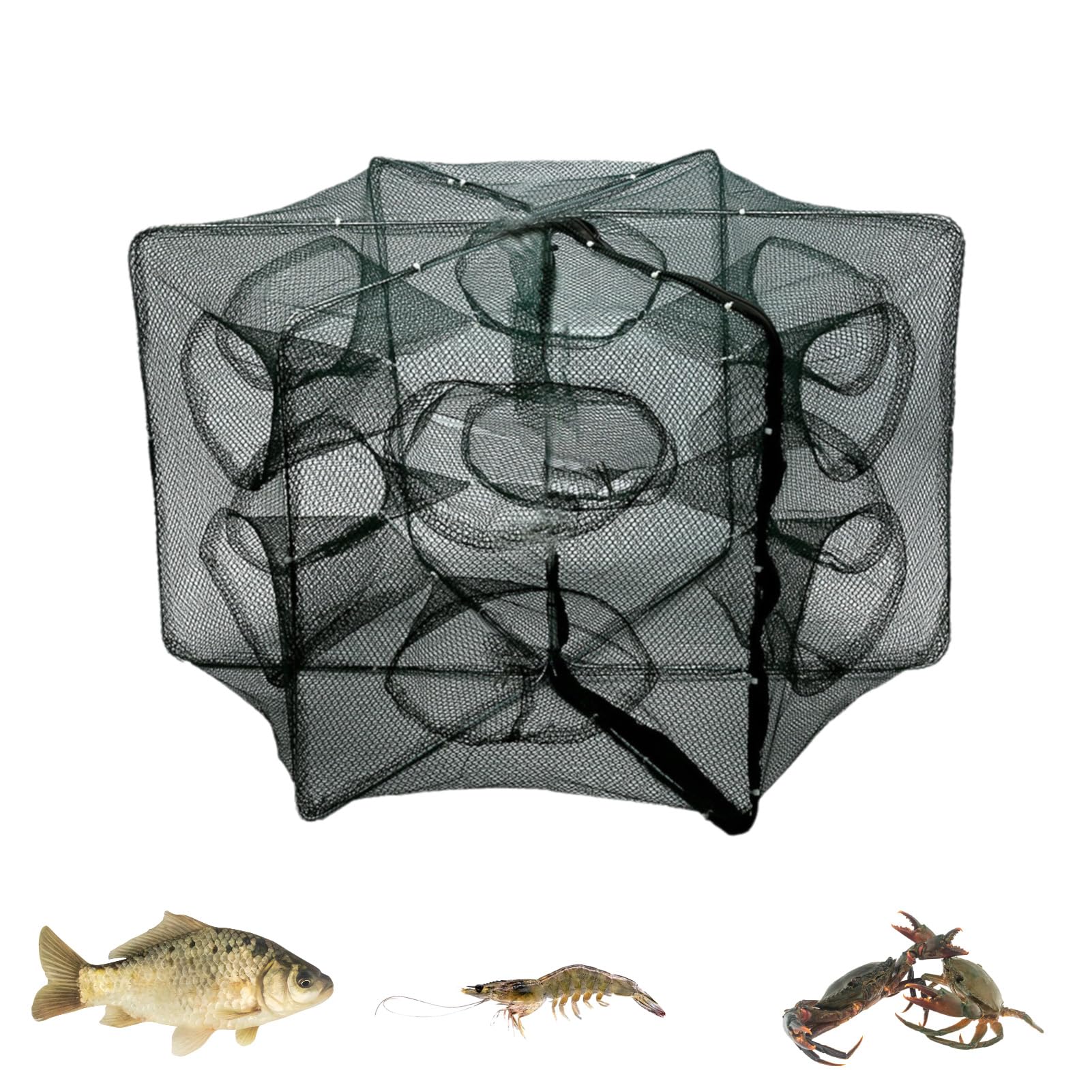 Reti Da Pesca Pieghevoli In Nylon - 6 Fori Per Granchi, Gamberi E Piccoli Pesci - Foto 2