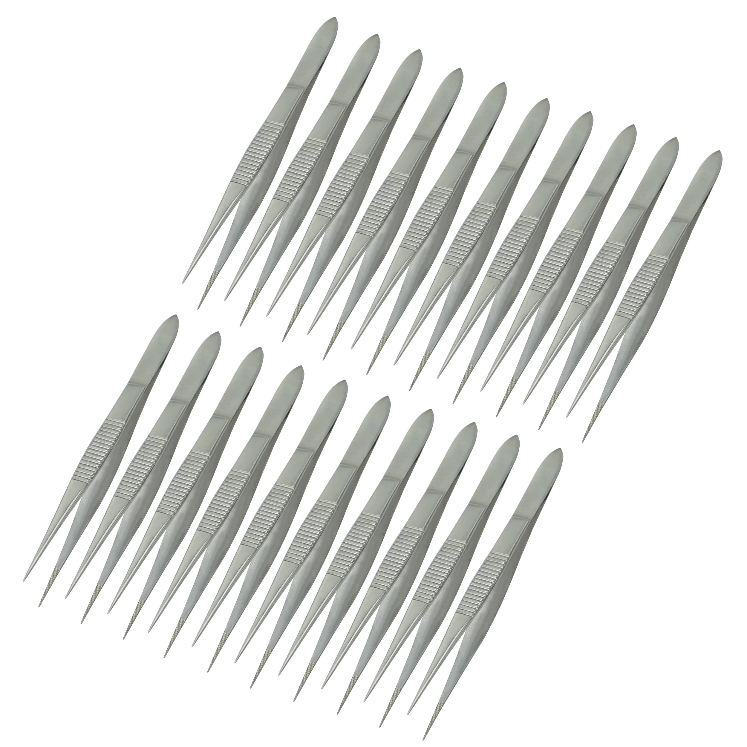 AAProTools Set Of 20 Science Lab Tweezers Forceps Straight Splinter Forceps (20 Fine Point 3.5