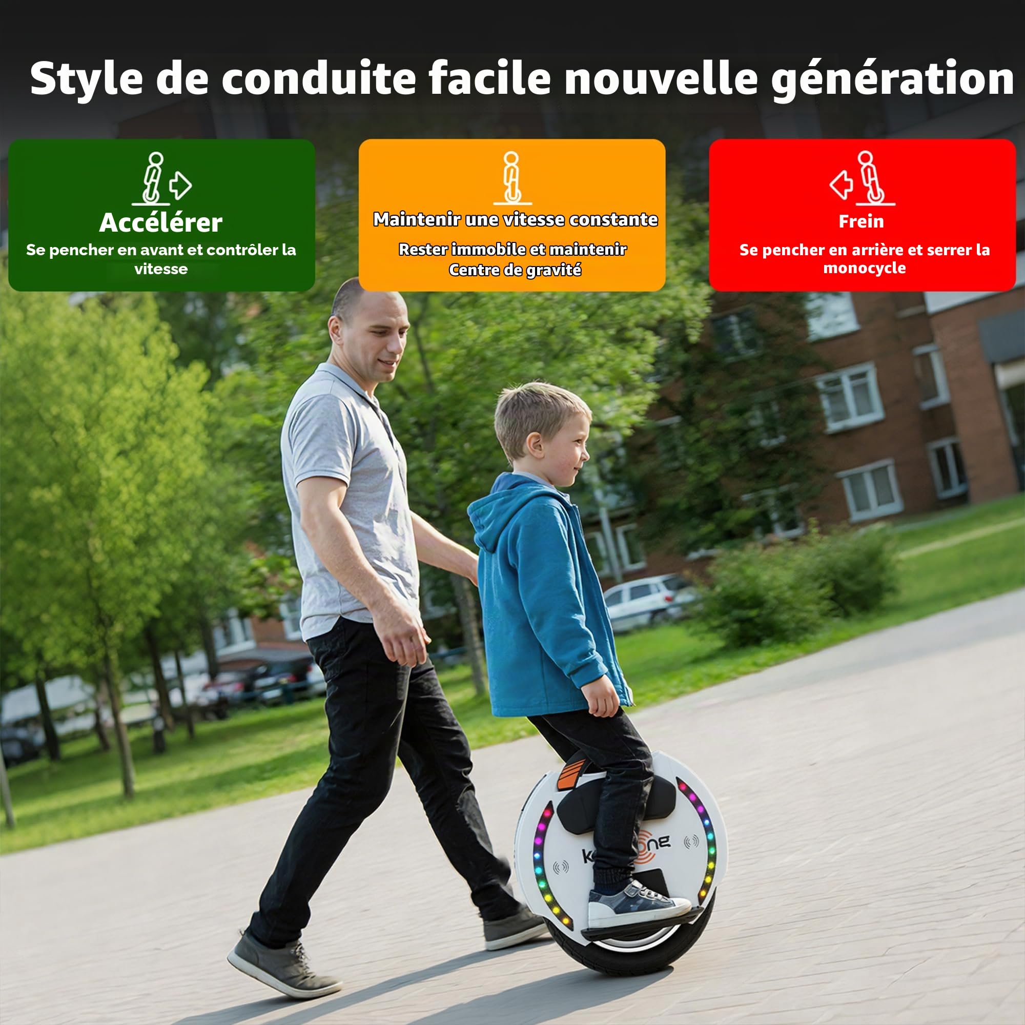 KINGSONG Gyroroue Electrique KS-14D 420 Wh, Adulte,Blanche, Moteur 800W, Autonomie jusqu'à 40km, bridée 25km/h, Pneu Gonflable 14", Haut-Parleur et Bluetooth