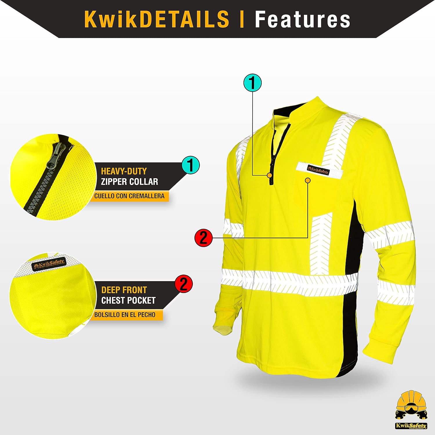 KwikSafety Mechanic Estimator & Engineer Long Sleeve Safety Shirt Class 3 ANSI OSHA Yellow & Orange | Small to XXL : Tools & Home Improvement