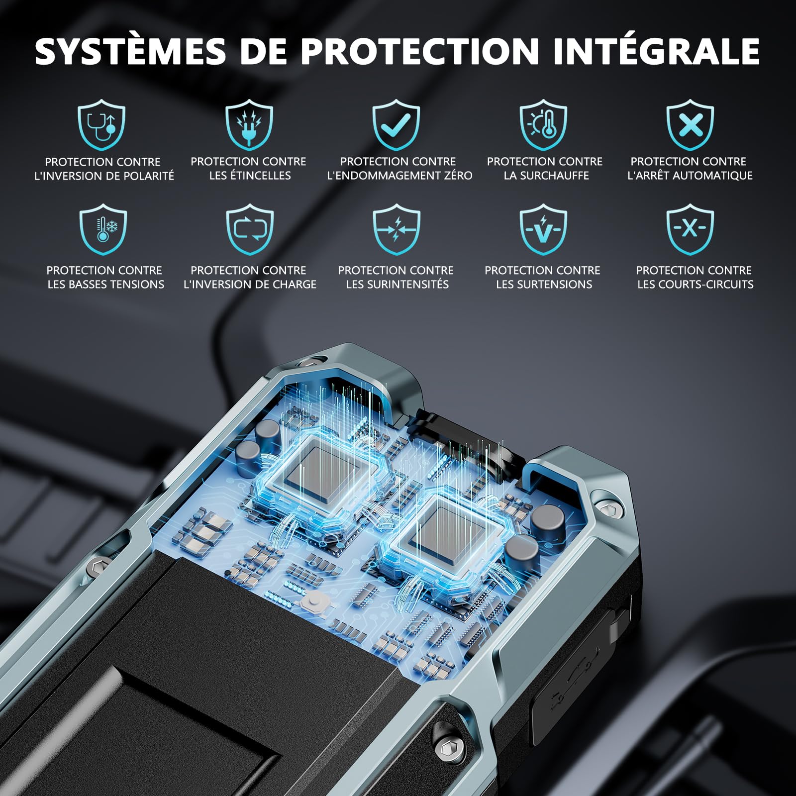 Batterie De Démarrage Portable 3000A 26800mAh - Pour Voiture (jusqu'à 7.0L Essence / 5.5L Diesel), Avec LED, Charge USB