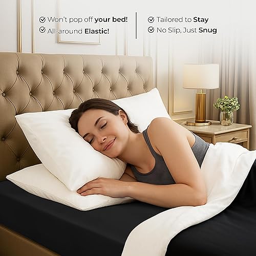 Miniatura 8 de Sábana ajustable, resistente a las arrugas, a la decoloración y a las manchas, hipoalergénicas, incluye un sábana ajustable Utopía Bedding,