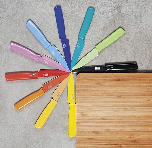 Miniatura 5 de Kuhn Rikon Colori - Cuchillo de pelar recto antiadherente con funda de seguridad, hoja de 4 pulgadas, color blanco