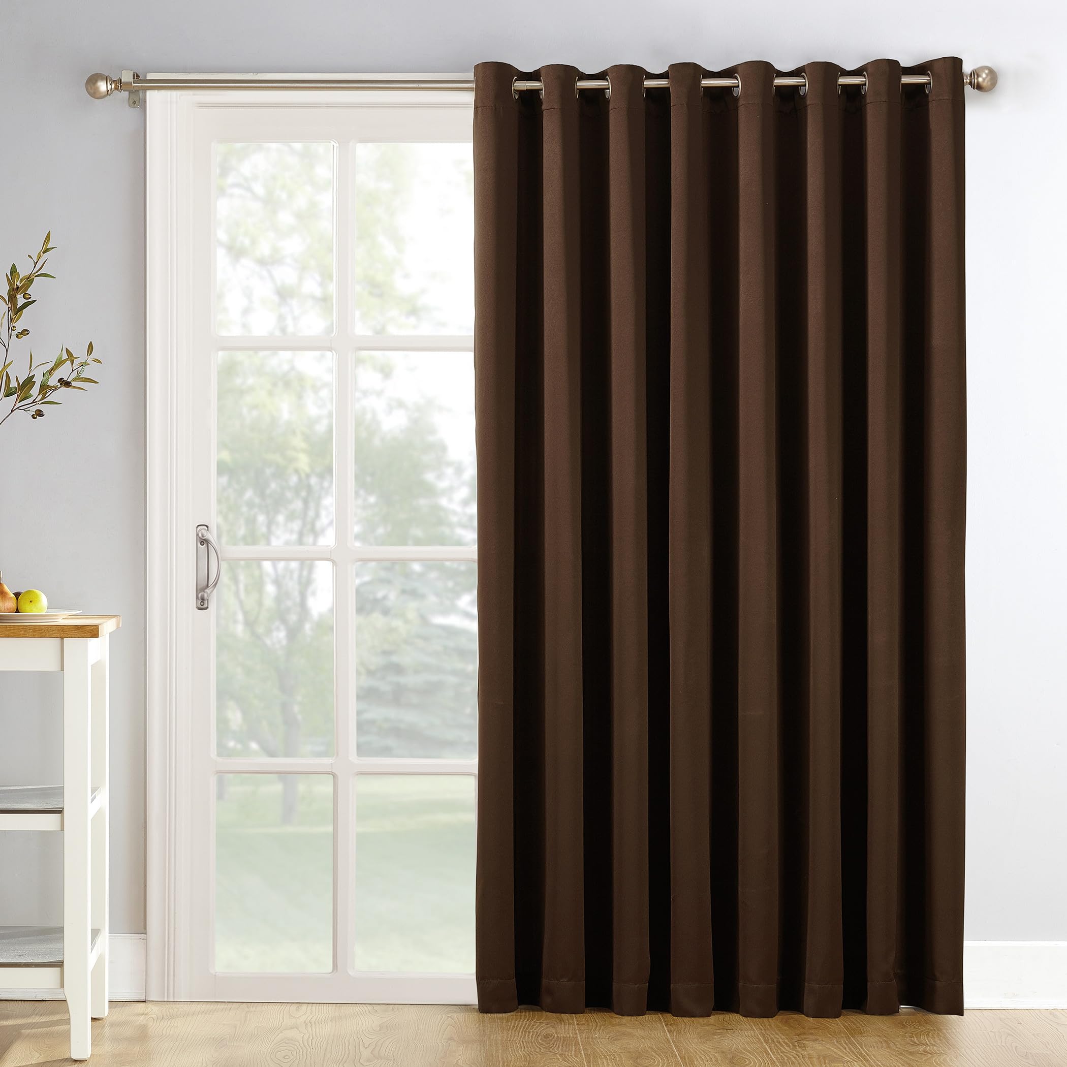 Sun Zero Easton Extra-Wide Blackout Sliding Patio Door Curtain Panel with Pull Wand, 100" x 84", Chocolate Brown-image-37