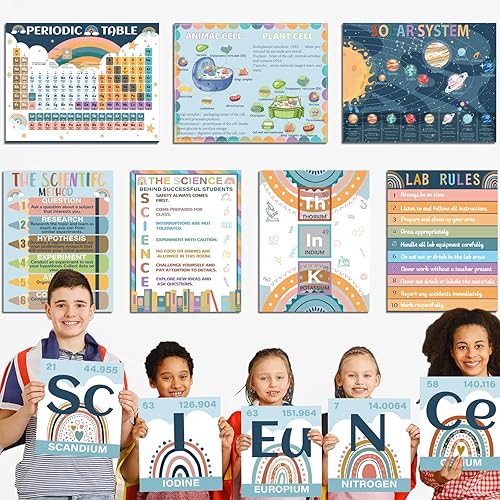 Miniatura 5 de 12 pósteres de tabla periódica de ciencia para aula, juegos de tablones de anuncios de ciencia para aula, carteles de ciencia para la escuela