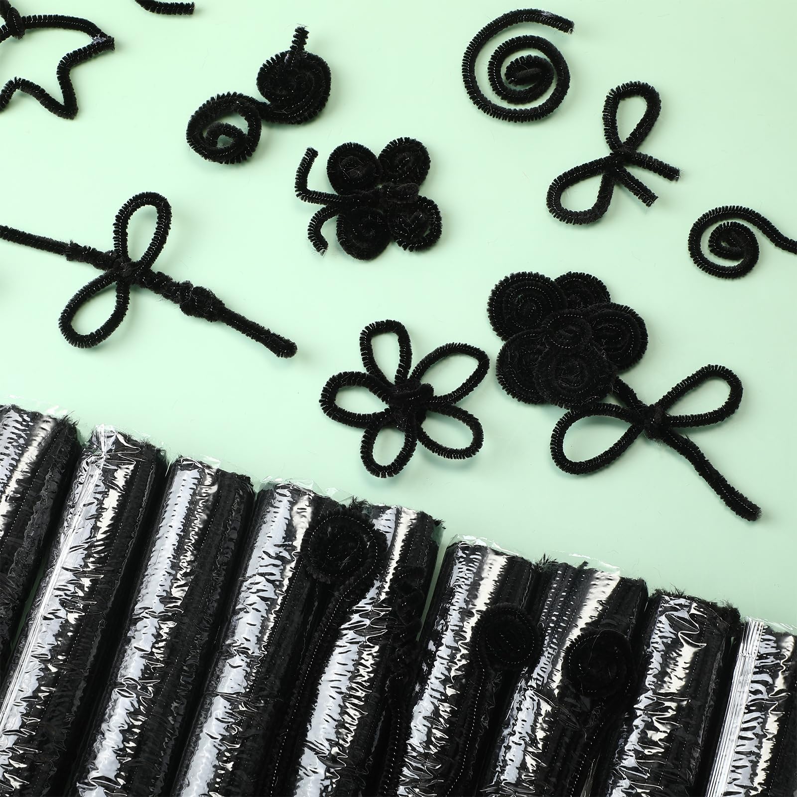 Yunsailing Pfeifenreiniger, Großpackung, Bastelbedarf, Chenille-Stiele, Pfeifenreiniger für Bastelarbeiten, Dekorationen, Blumen, Dekoration, Kinder, Handwerk, Schwarz, 3000 Stück