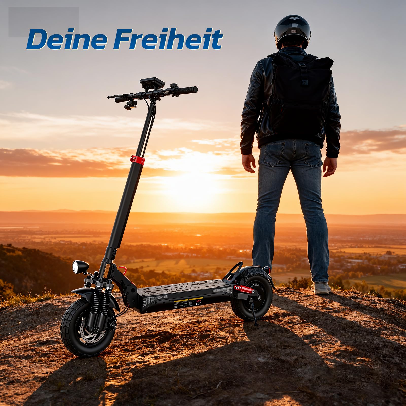 E Scooter mit Straßenzulassung mit Max 70/30KM Reichweite,10/8.5 Zoll Elektroroller mit Komfortable Stoßdämpfer,Faltbarer E Roller Belastung Doppelbremse LED-Licht,APP-Verbindung