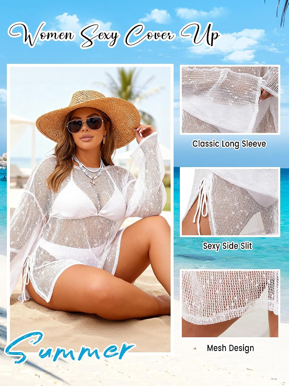 MK Shop Limited Womens Plus Size Swimsuit Crochet Cover Up Sexy Boat Neck Bathing Suit Summer Beach Kaftan Dress 2026