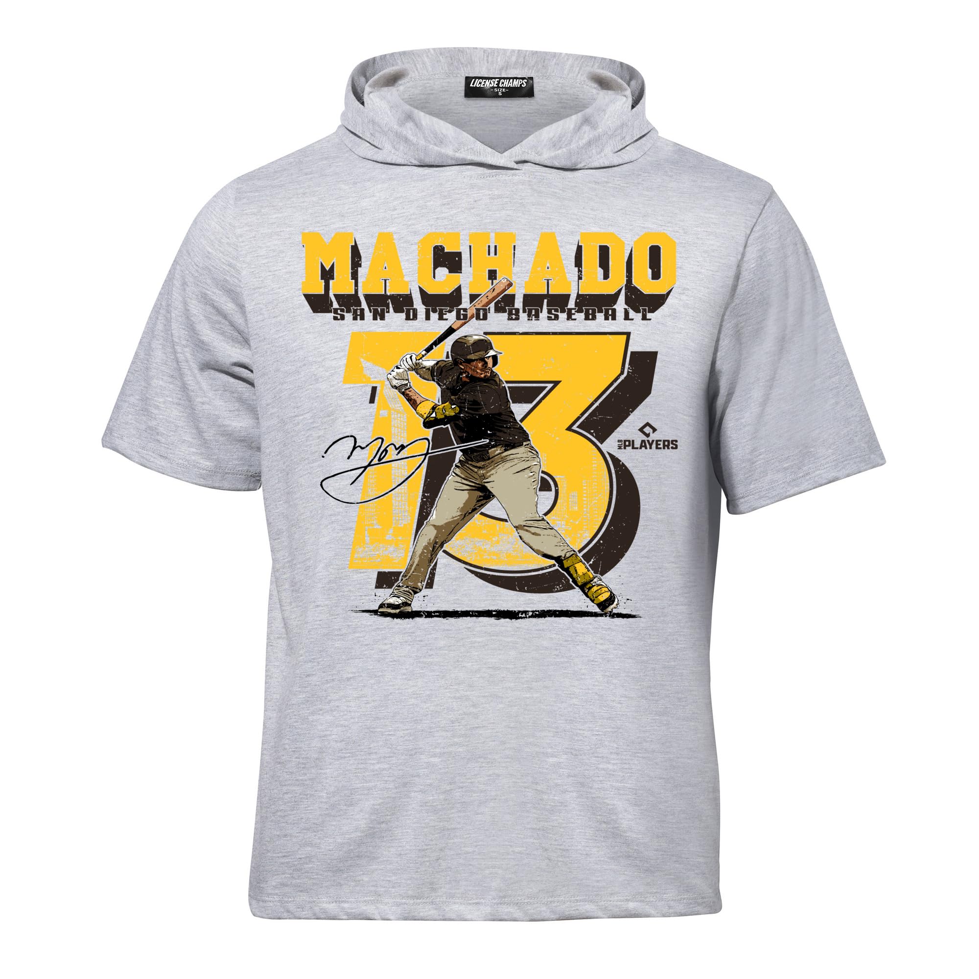 License Champs Men's Cotton Short Sleeve Hoodie | Hooded T-Shirt | MLB Baseball Players