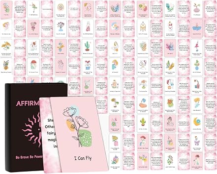 60 Pcs Positive Affirmation Cards, Daily Motivational and Inspirational Cards for Women,60 Designs Pink
