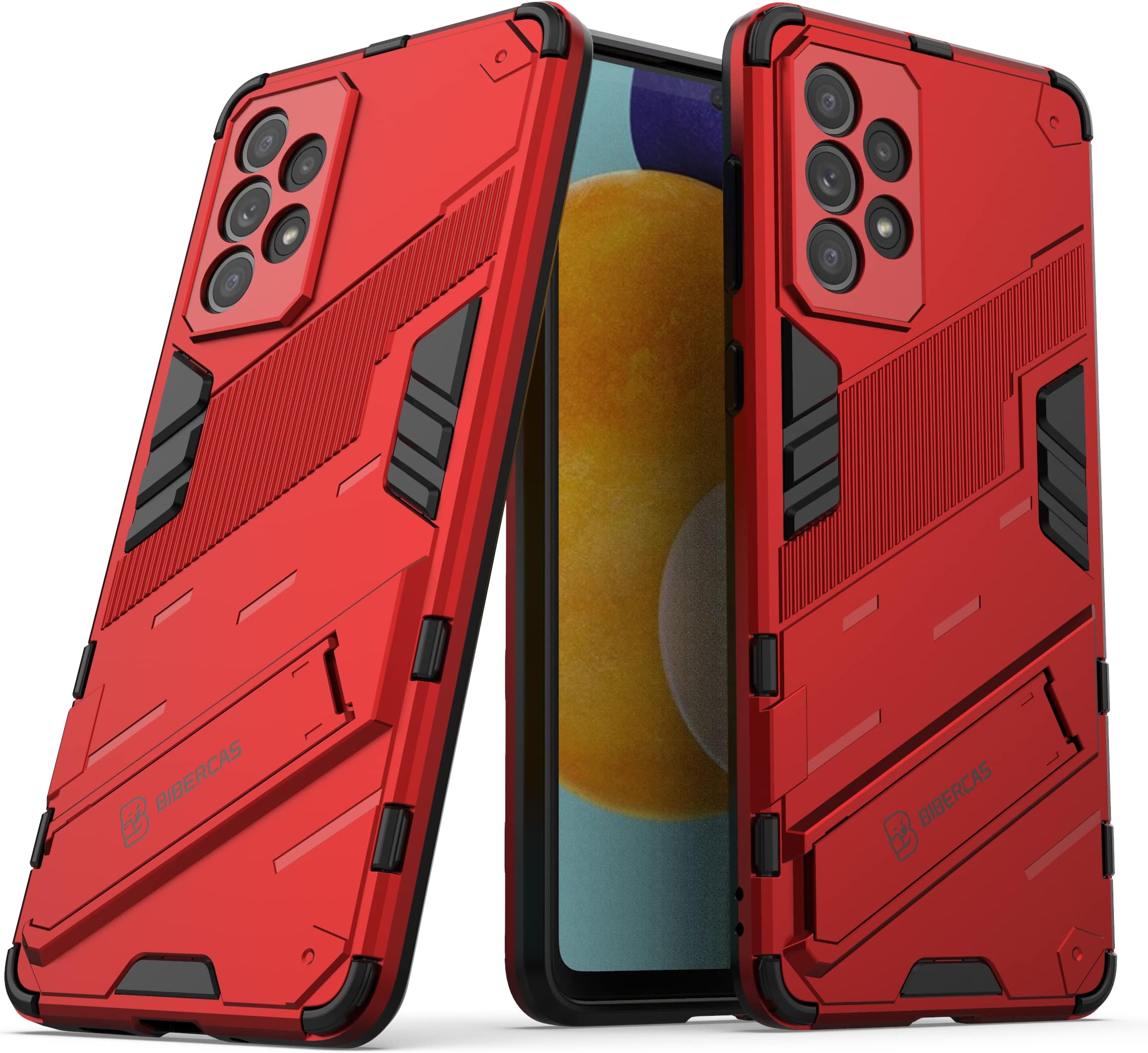 TingYR Case for Samsung Galaxy A73 5G, Foldable Holder, TPU/PC Shockproof Phone Cover, Full Body Protection Cover, Phone Case for Samsung Galaxy A73 5G.（Red）