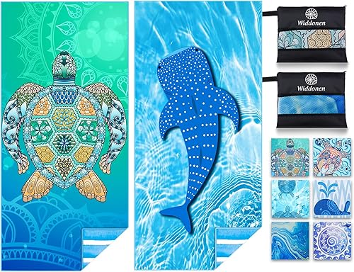 Vista 11 de Toalla de playa de microfibra ligera y delgada, sin arena, de secado rápido, absorbente, compacta, suave, para piscina, natación, viaje, toallas