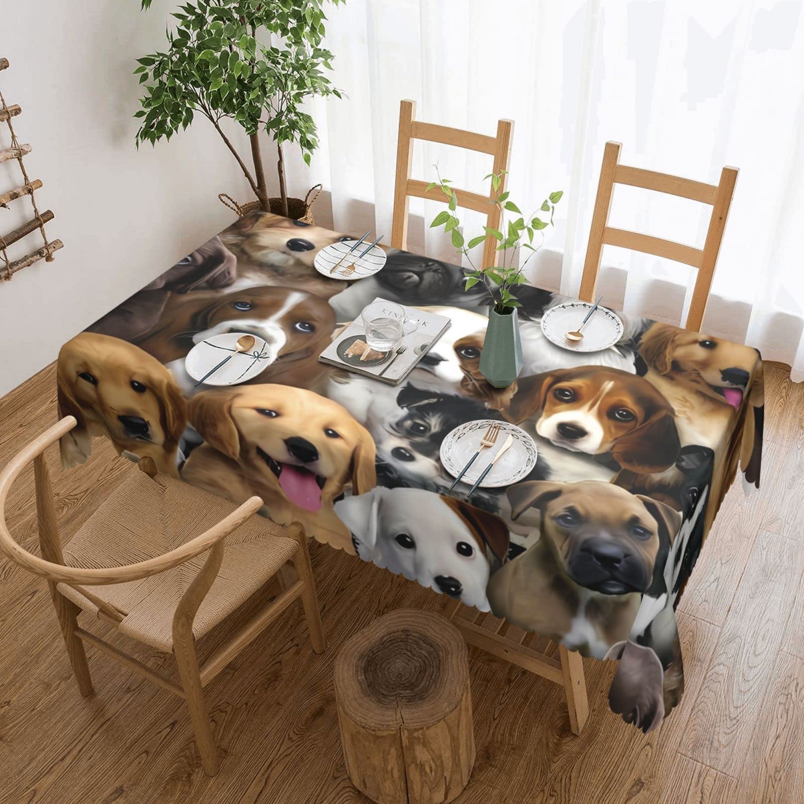 Nappe rectangulaire chiens mignons 137x183 cm lavable