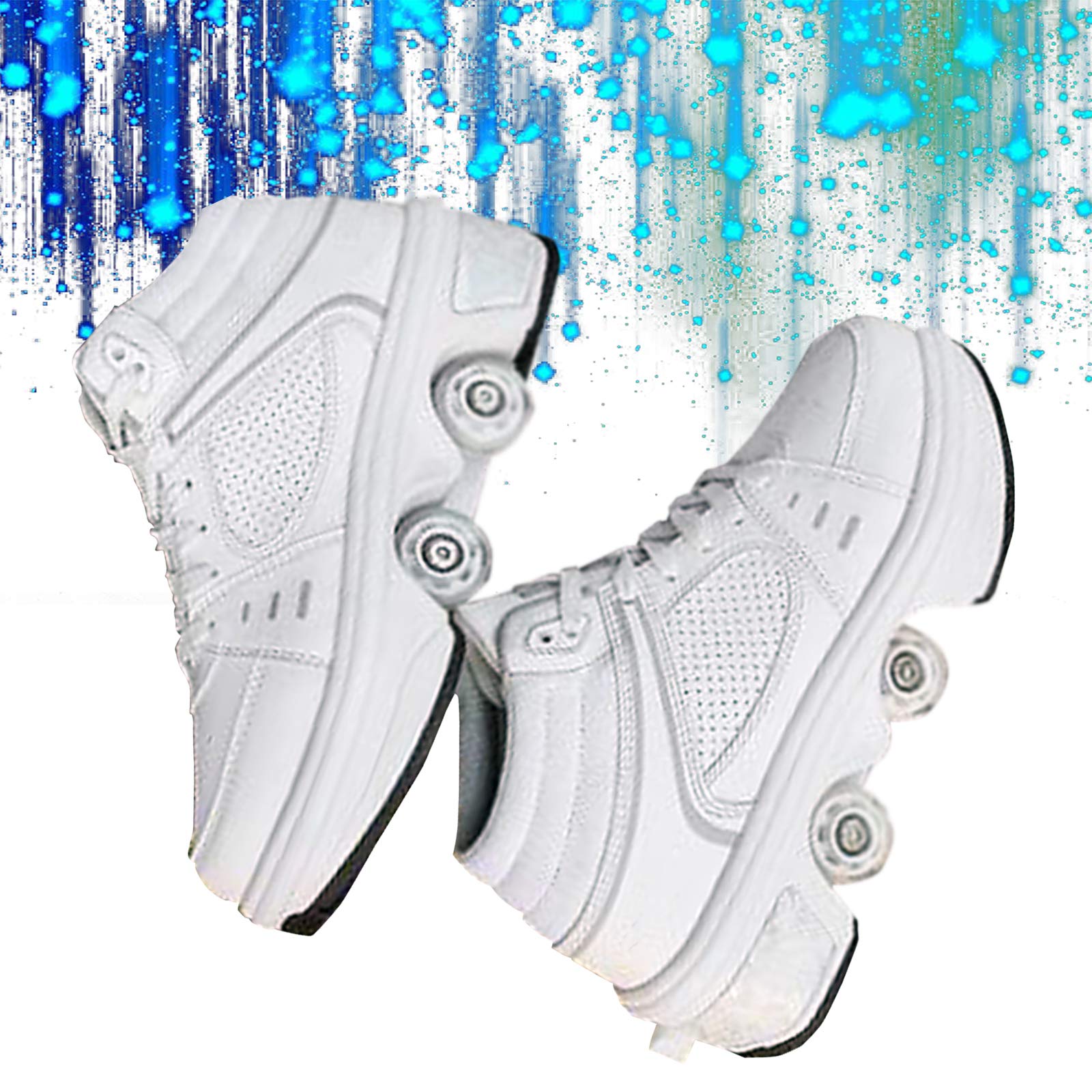 Pattini In Linea ZKK Per Donna E Uomo, Scarpe Con Ruote Nascoste, Bianco, Taglia 38 - Foto 10