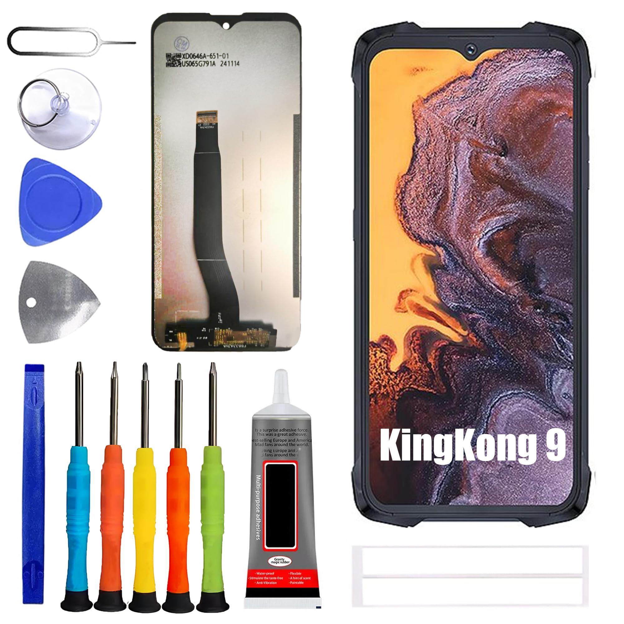 Display LCD per Cubot Kingkong 9 (d-hpy F663343) [con impronte digitali] [6,58 pollici] LCD Display Touch Screen Digitizer con set di attrezzi