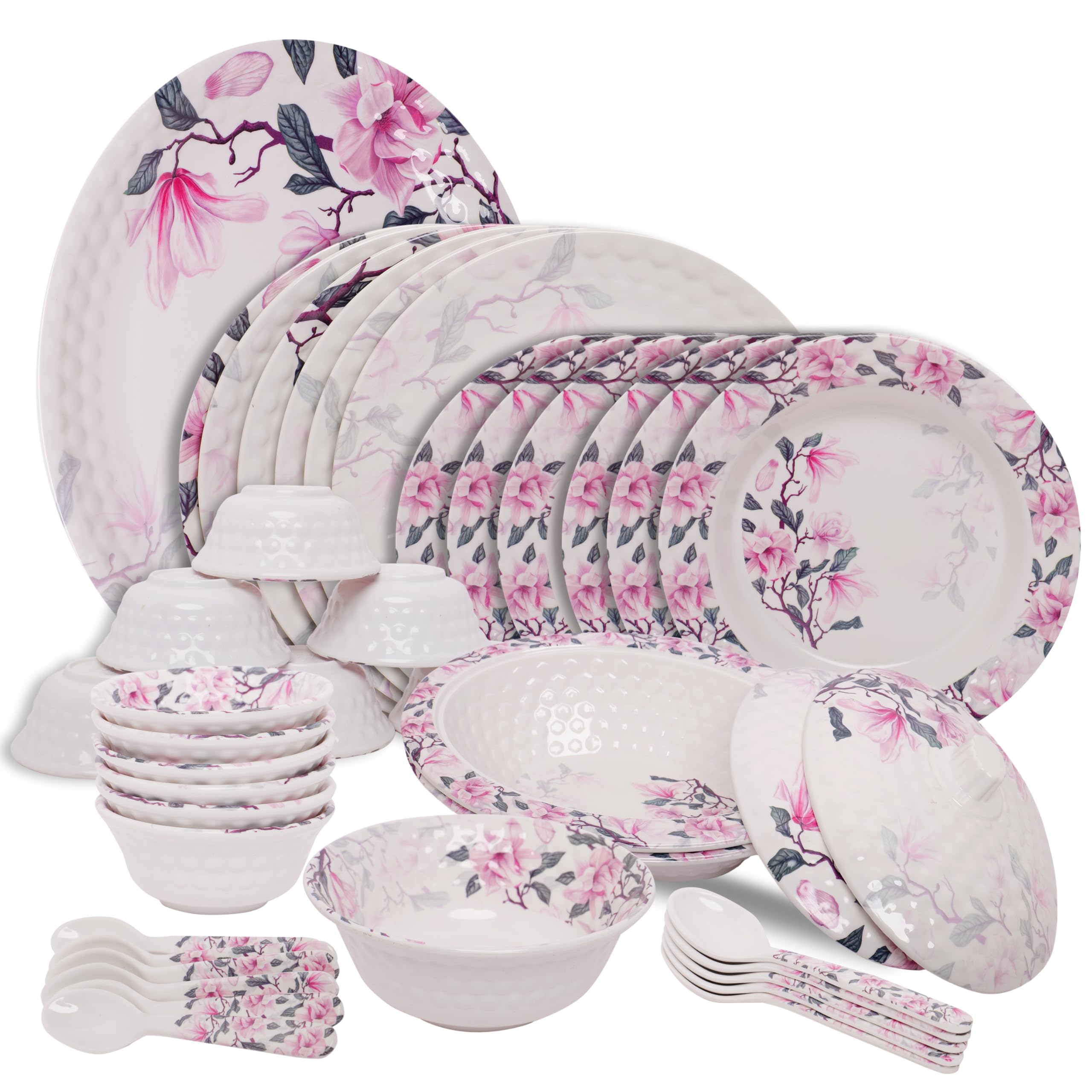 Home-Pro - 46 Pieces Melamine Dinner Set Venus, Stain Resistant