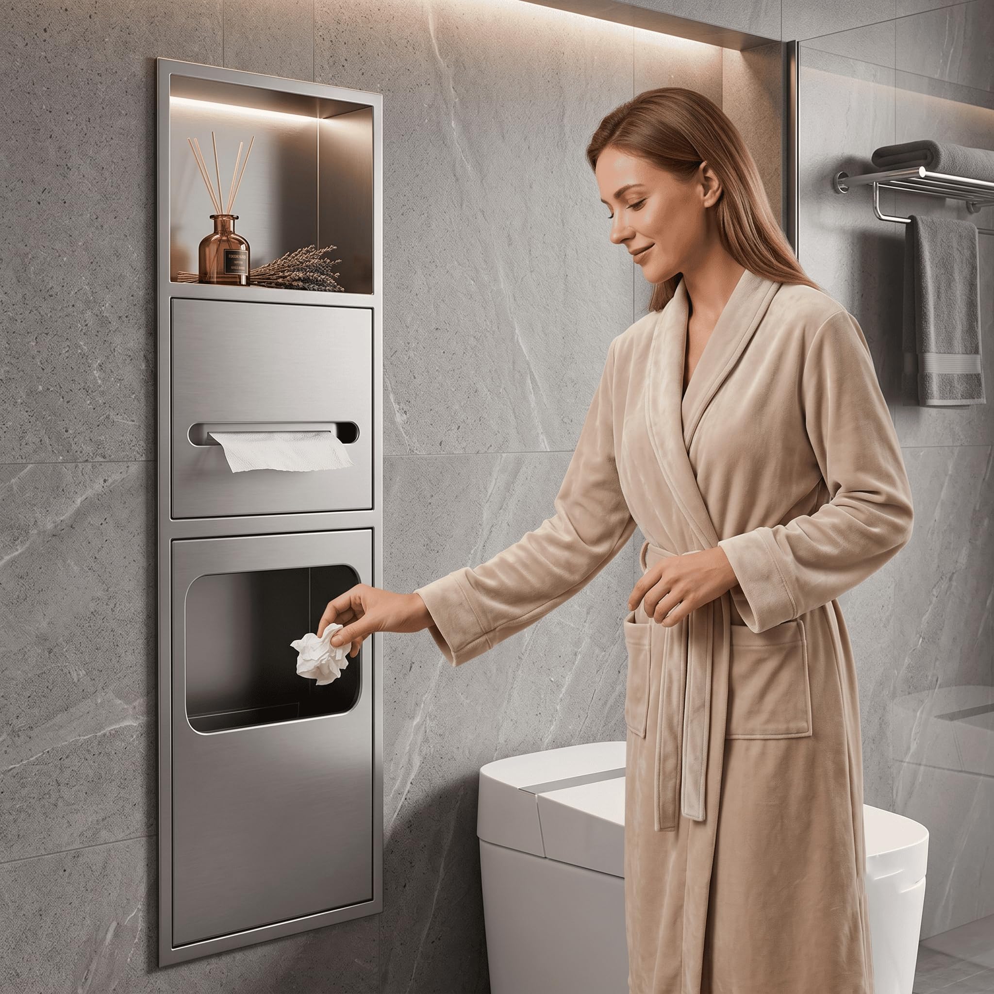 Unterputz -Toilettenpapierhalter aus Edelstahl 304 für Badezimmernische