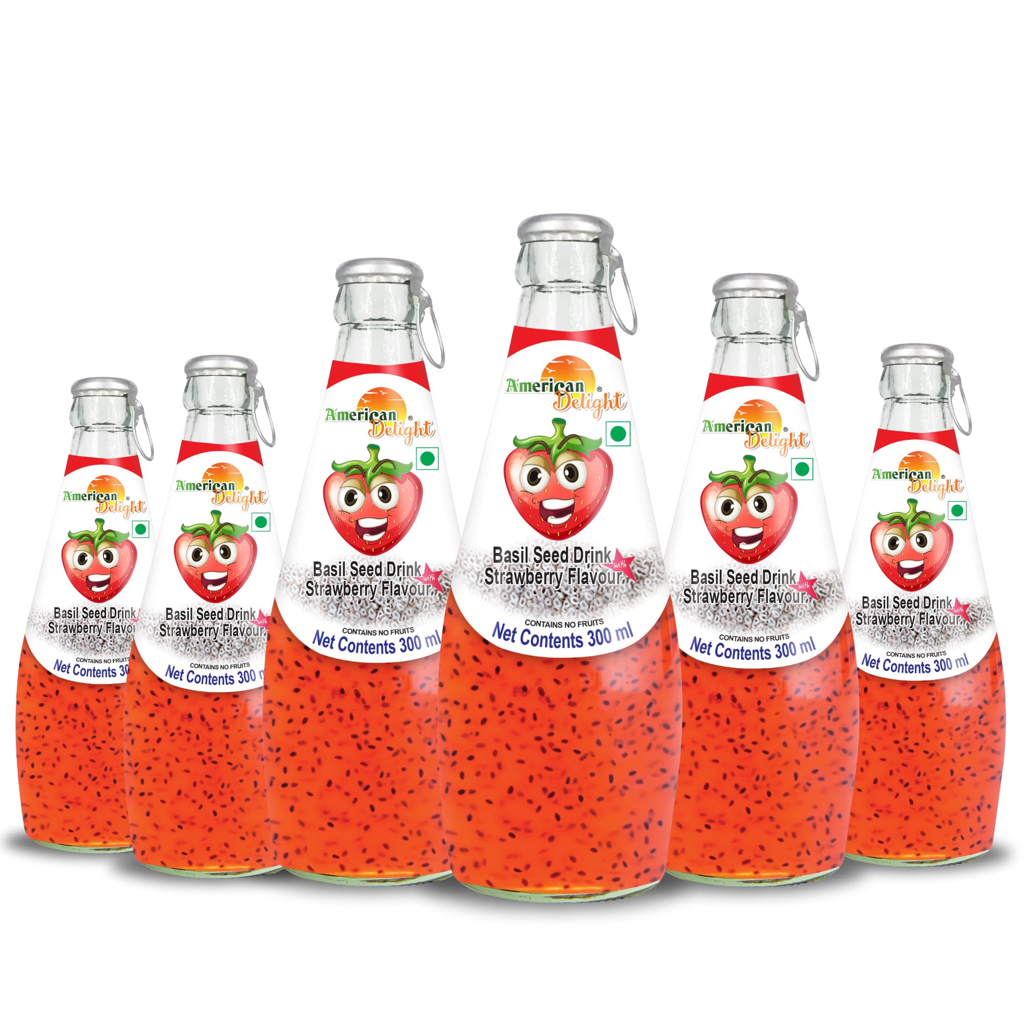 American Delight Strawberry Flavored Drink With Basil Seed (Pack of 6 x 300ml) | Ready to Serve