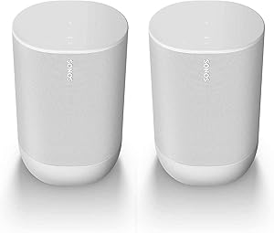 Two Room Sonos Move - Battery-Powered Smart Wi-Fi and Bluetooth Speaker with Alexa Built-in - White