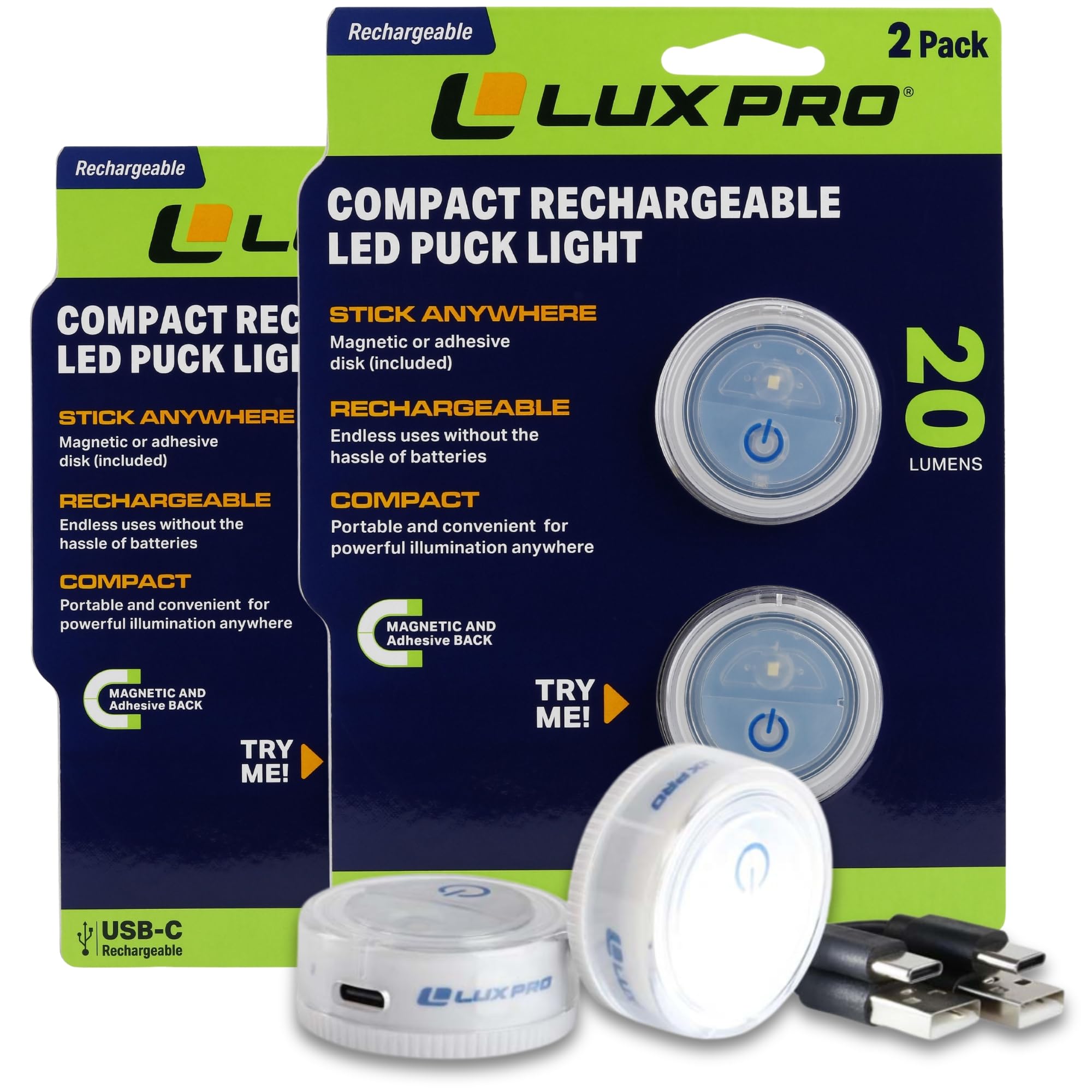 LUXPRO Waterproof Micro LED Puck Lights for Under Cabinet Lighting, 4 Pack