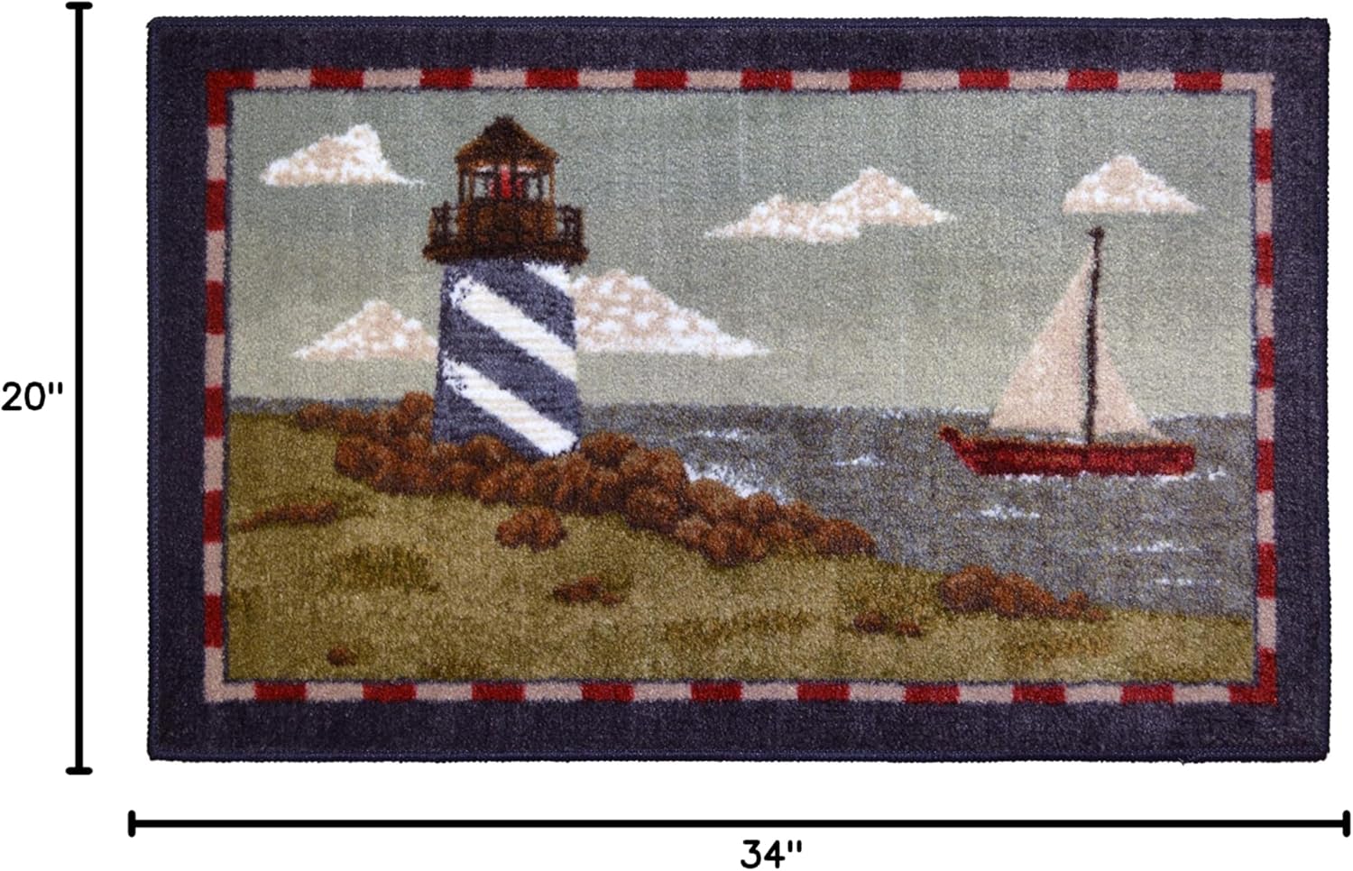Seaside SEA5279 20X34 Rocky Bay Lighthouse Accent Rug 20"x34" Blue