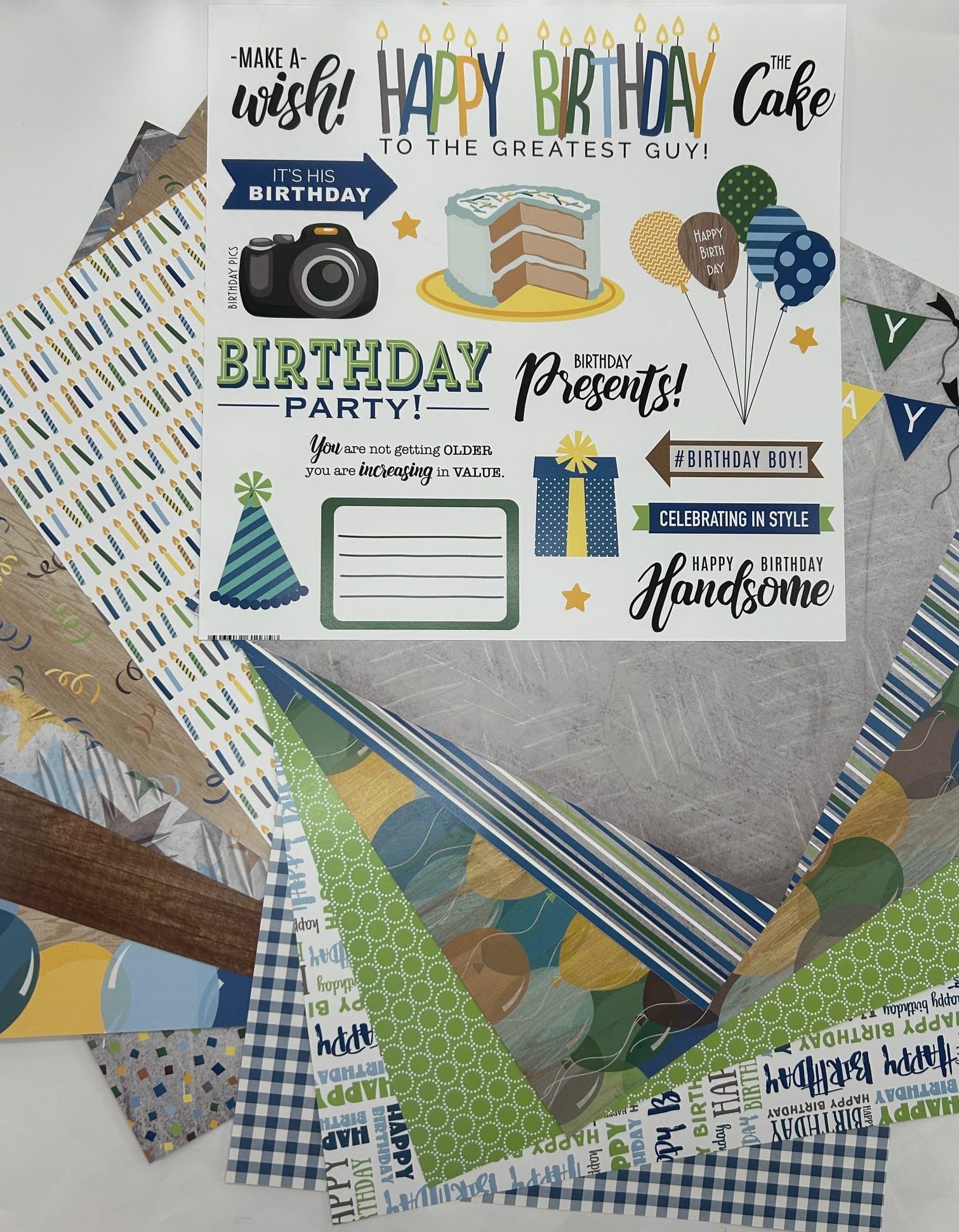 Scrapbook Customs Zestaw do scrapbookingu, niebieski, zielony, srebrny i brązowy