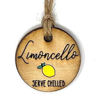 Limoncello Serve Chilled | Wood Painted Tags, Labels | Beverage | Bottle, Favor, Basket, Gift, Food, Event, Celebration, Shower, Gathering, Thank You | Hand Painted | 1.5"