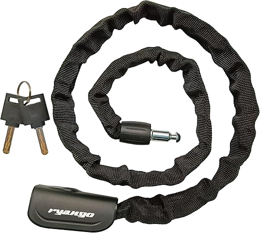 RYANGO Heavy Duty Anti Theft Bike Chain Lock, 2 Keys - Bicycle, Motorcycle, E-Bike, Scooter, Gate, Door, Fence