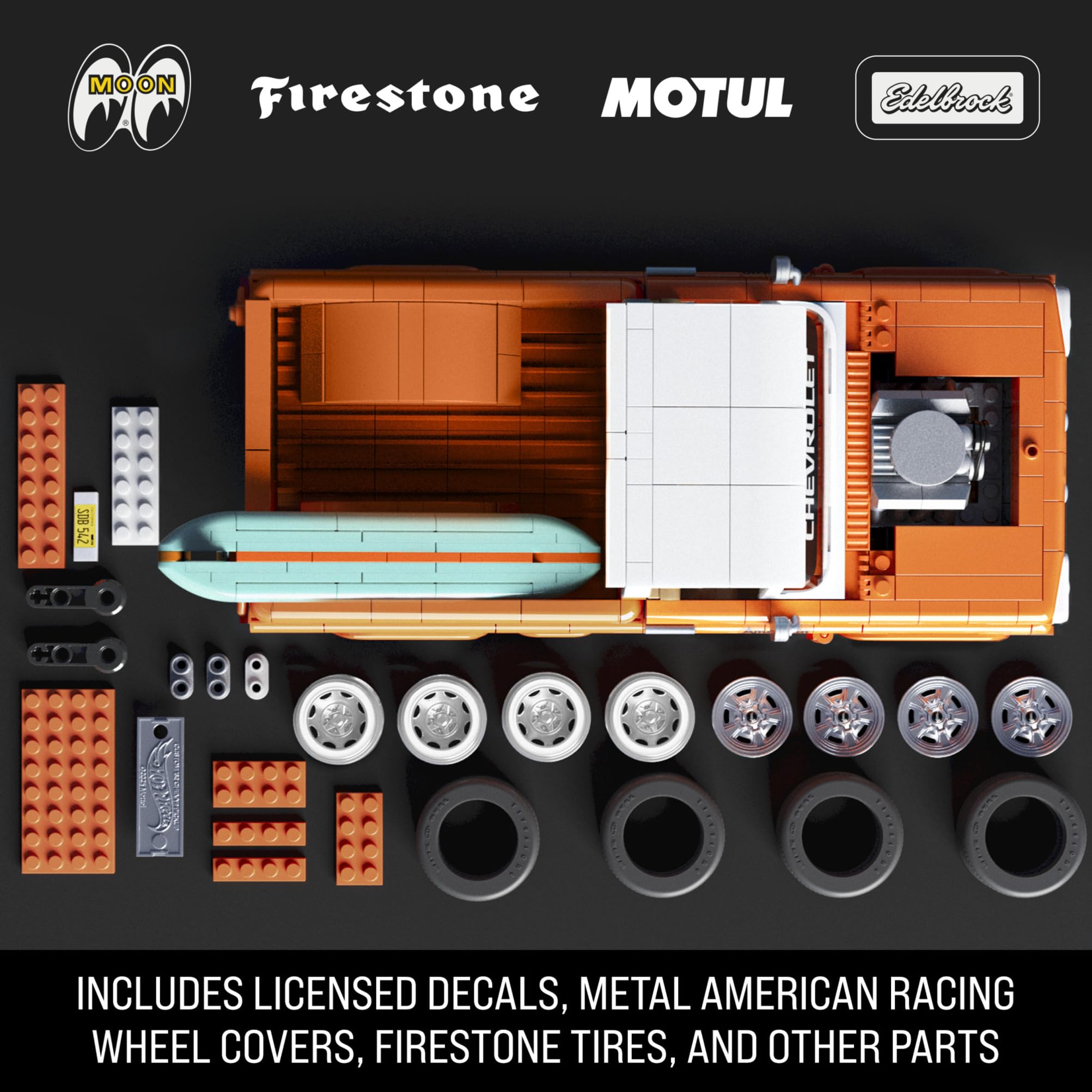 Mattel Brick Shop Hot Wheels Elite Series Building Set, Custom ’62 Chevy Pickup with 858 Pieces - Image 4