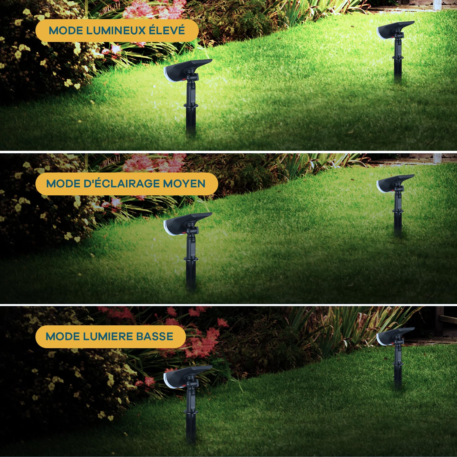 Linkind Spots Solaires Extérieur Jardin, Blanc Froid 6500K, IP67, Lampe de Jardin LED StarRayS, 2 en 1, 4 Pcs