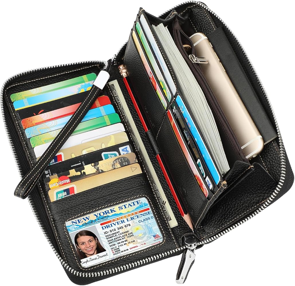 Lavemi Women's RFID Blocking 100% Leather Large Capacity Zip