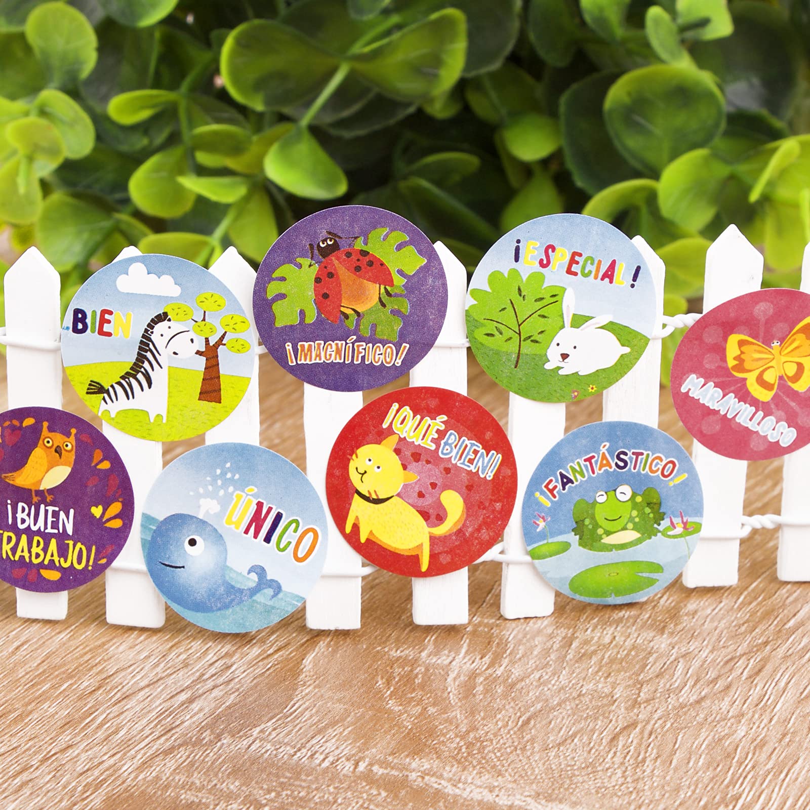 Pegatinas de recompensa en español 2,5 cm autoadhesivas animales decoración infantil profesor regalo