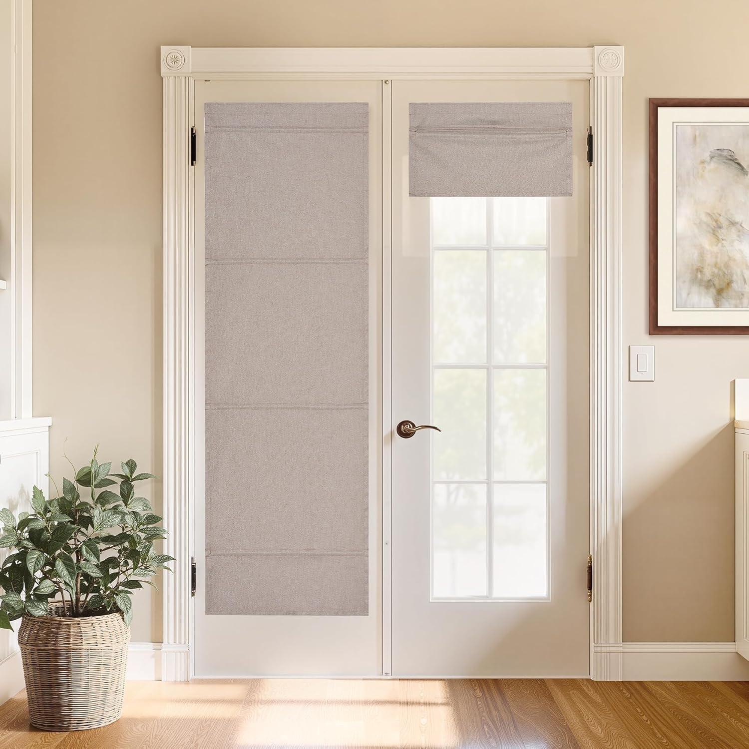 StangH Magnetic 100% Blackout Cordless Roman Shades, Easy Lift Privacy Bedroom Window Blind Energy Efficient Thermal Window Covering for Living Room, Sand, W 30 x L 72, 1 Panel