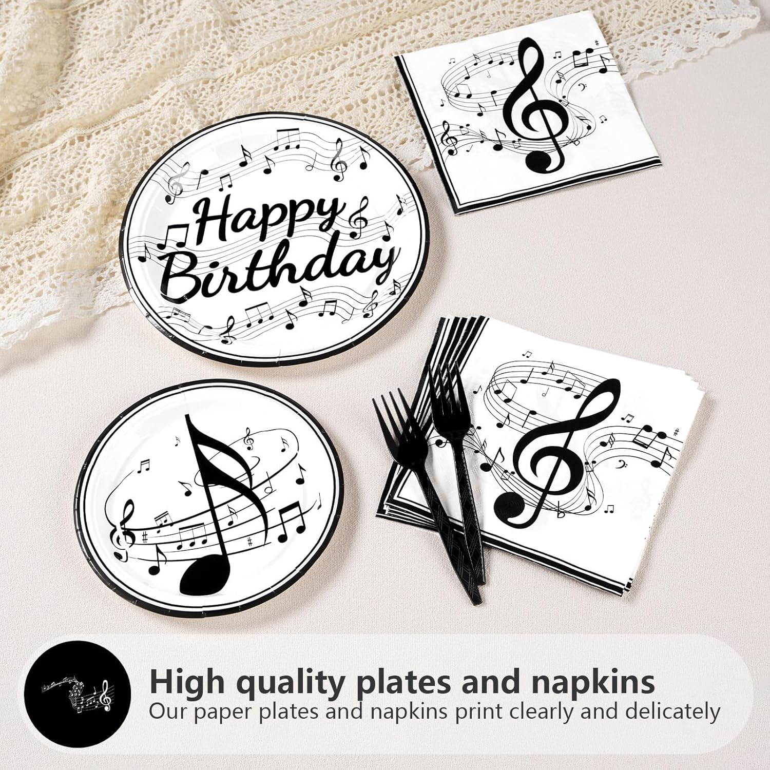 200Pcs Music Birthday Party Supplies Music Notes Plates Napkins Disposable music birthday Tableware Set Music Theme Party Decorations for Baby Shower Concert Karaoke Music Birthday Party Decor Serve50
