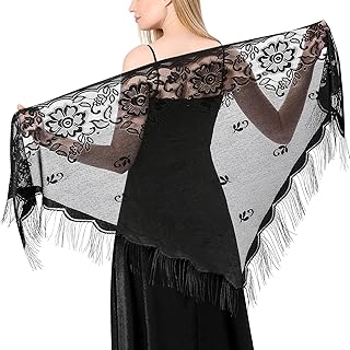 Triangle Lace Shawls and Wraps for Evening Dresses with Tassels for Evening Party Mesh Wedding Shawls