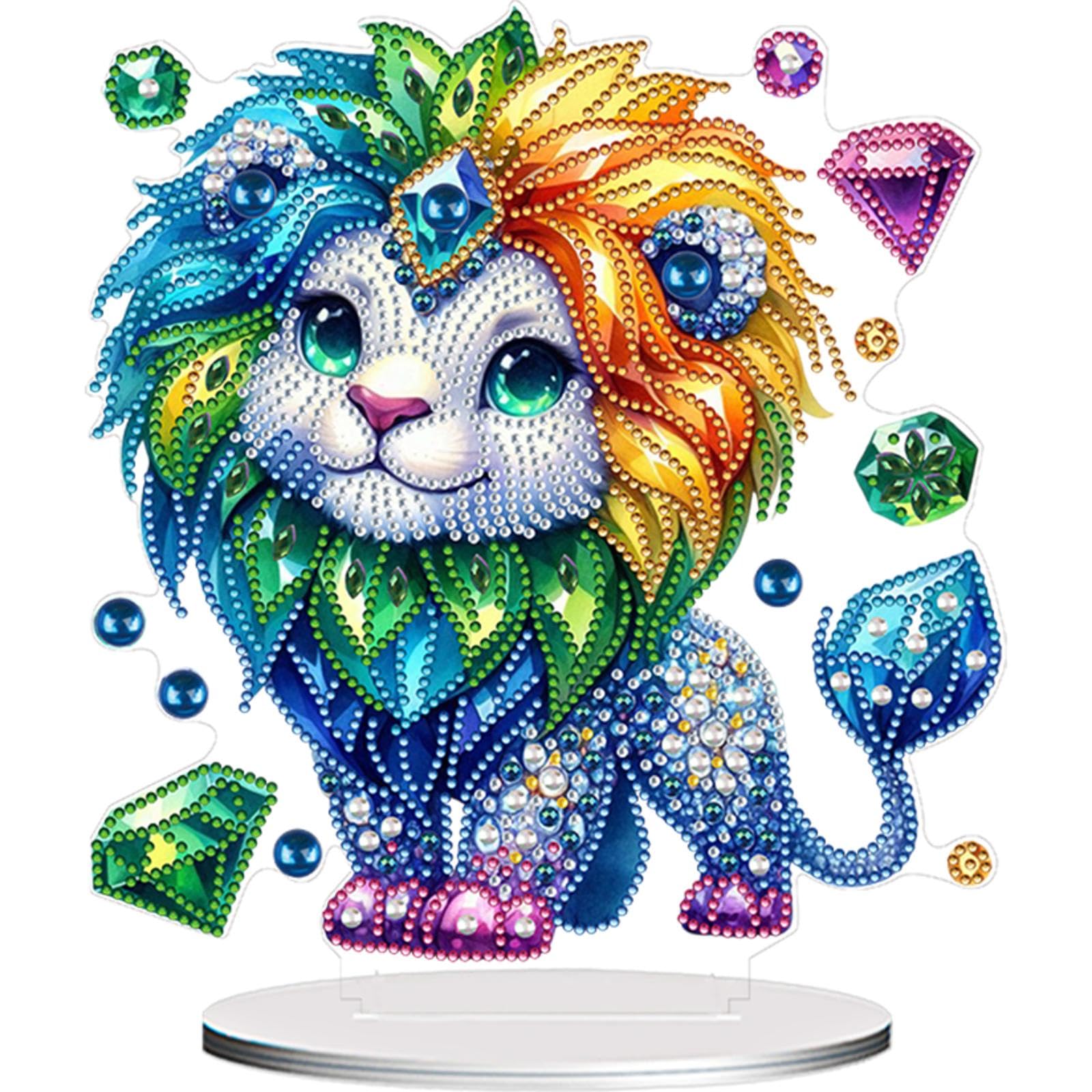 Acrylic Special Shape Animals Table Top Diamond Painting Ornament Kits Diamond Painting Desktop Ornaments Kit 5D DIY Diamond Art Tabletop Decorations for Home Office Decor (LB280)