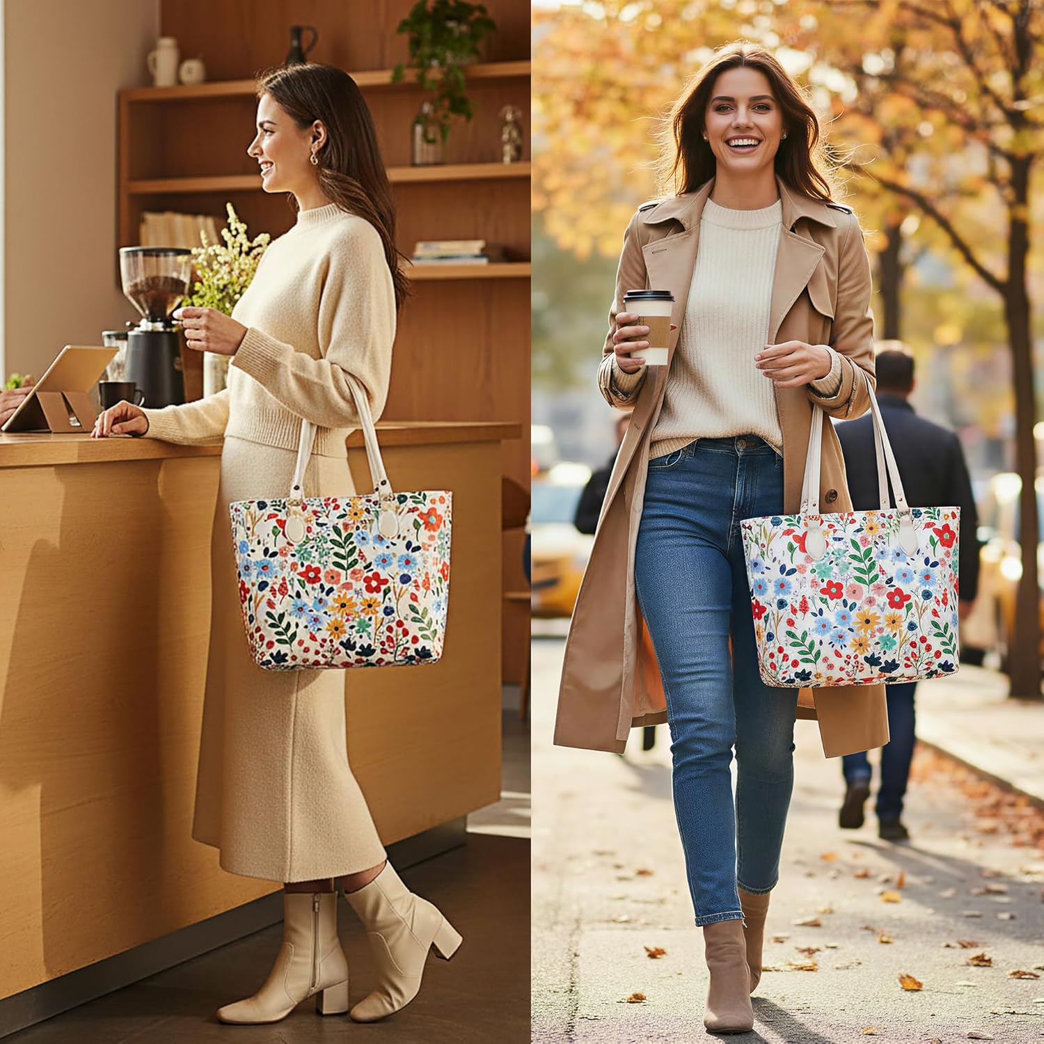 Tote bags for women, tote purse, nylon tote bag, with zipper and pockets, waterproof - Image 2