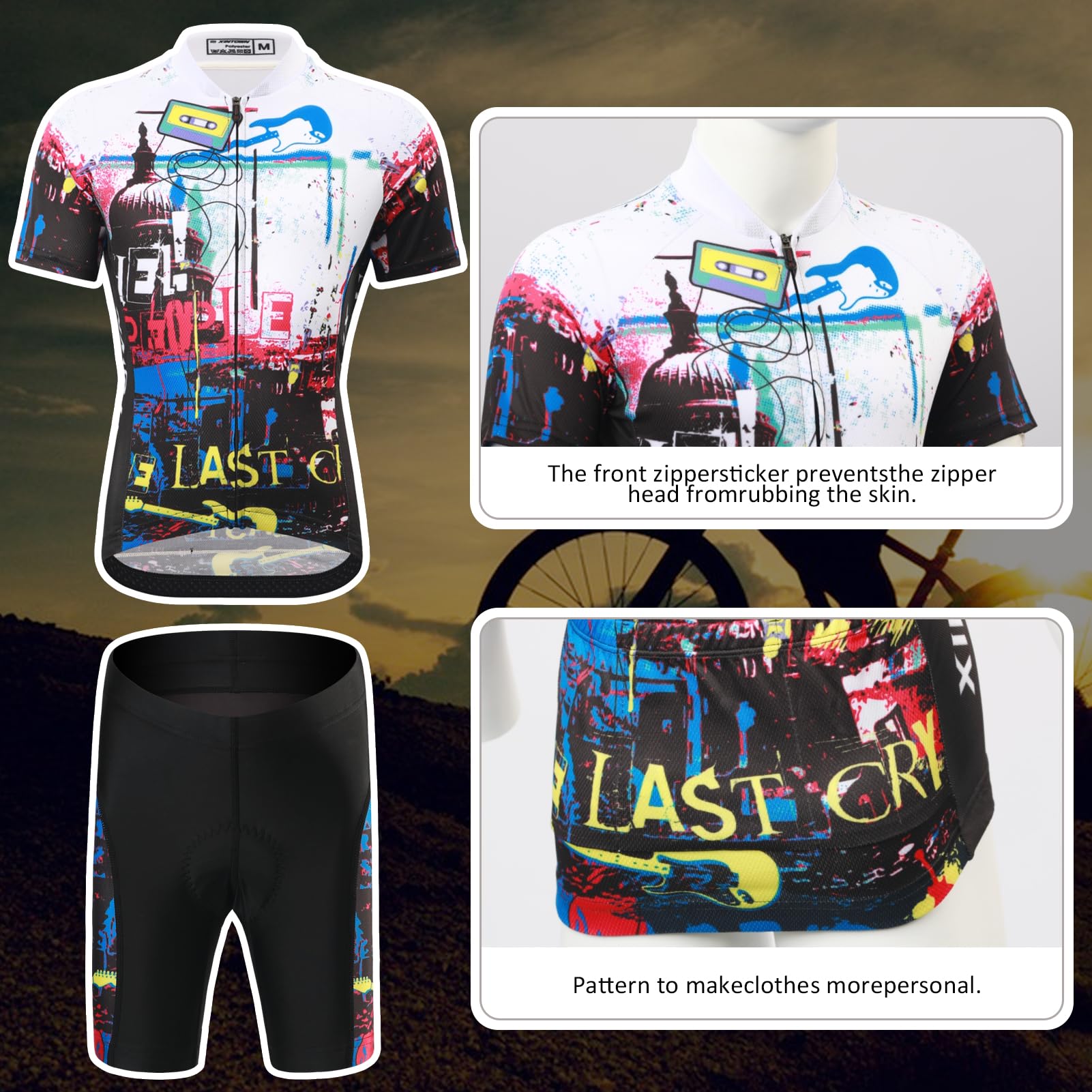 Camiseta de ciclismo para niños y niñas, sudadera transpirable de manga corta + pantalones cortos con cojín de combinación de cislismo
