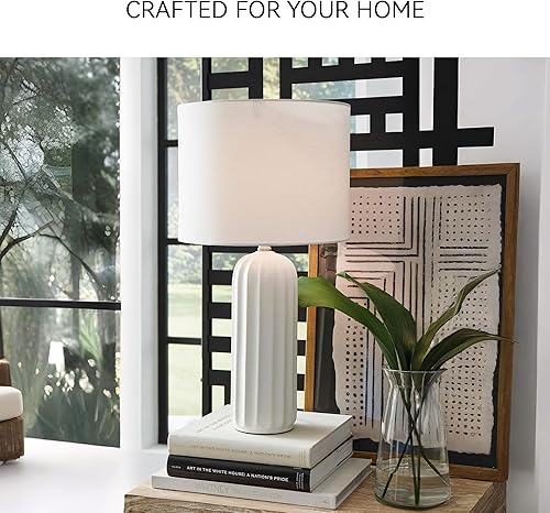 Miniatura 4 de Signature Design by Ashley Clarkland Contemporary - Lámpara de mesa de cerámica de 24 pulgadas, juego de 2, color blanco