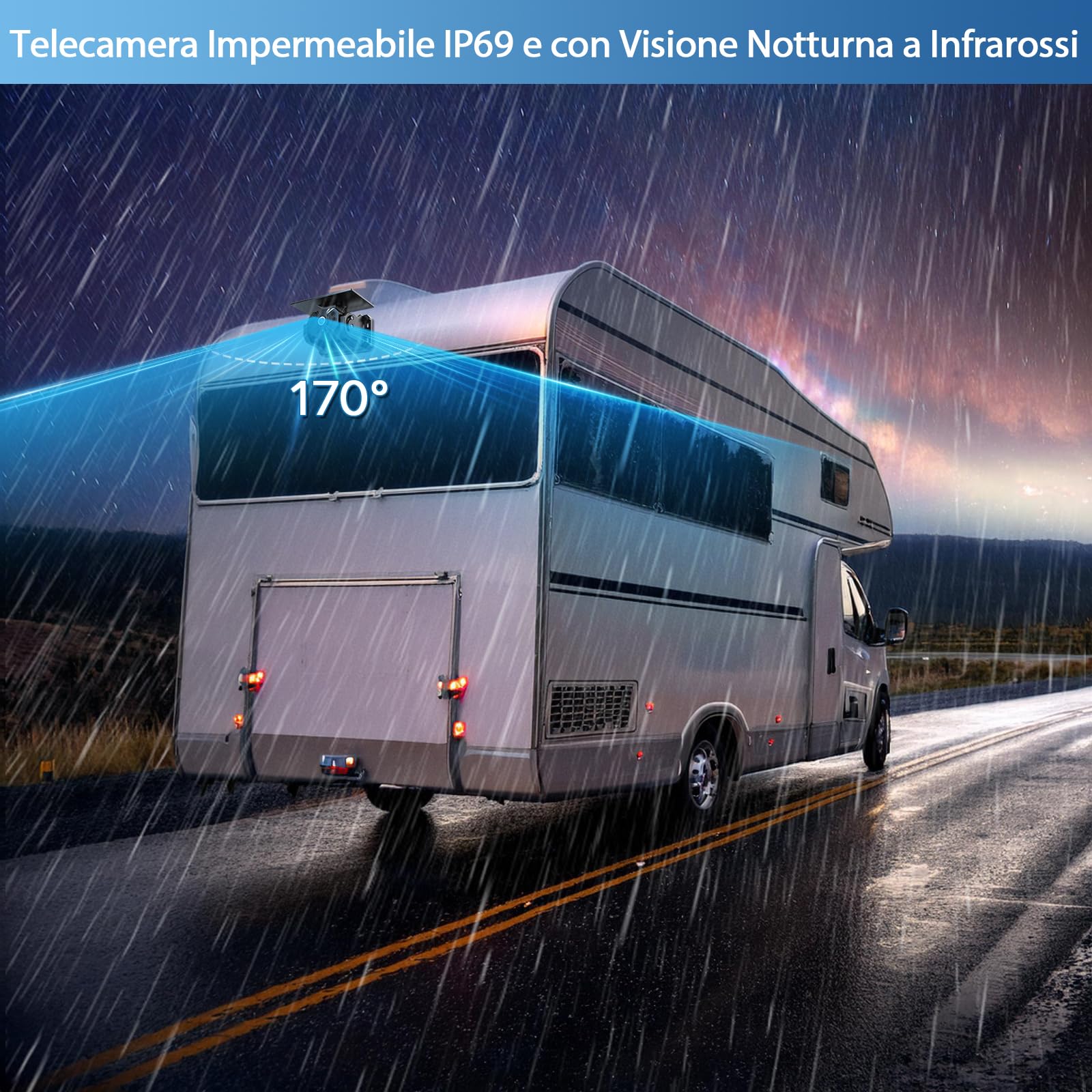 VASTEND Retrocamera Auto Wireless Solare, Magnetica Telecamera Retromarcia con 10000mAh Batteria Ricaricabile, 7 Pollici 1080P Monitor, 170° Grand Angolare, per Camion, Auto, Roulotte