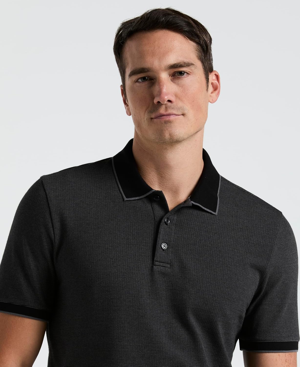 Perry Ellis Mens Regular Fit Jacquard Short Sleeve Polo Shirt - Image 3