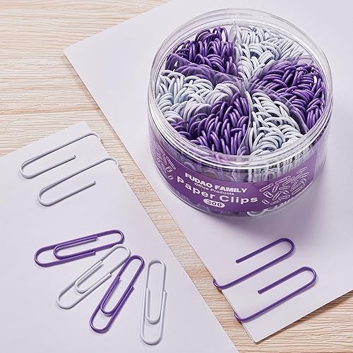 Miniatura 4 de 300 clips de papel jumbo, clips grandes de color morado y blanco, clip de papel de 2 pulgadas (1.969 in) para organización de documentos de oficina