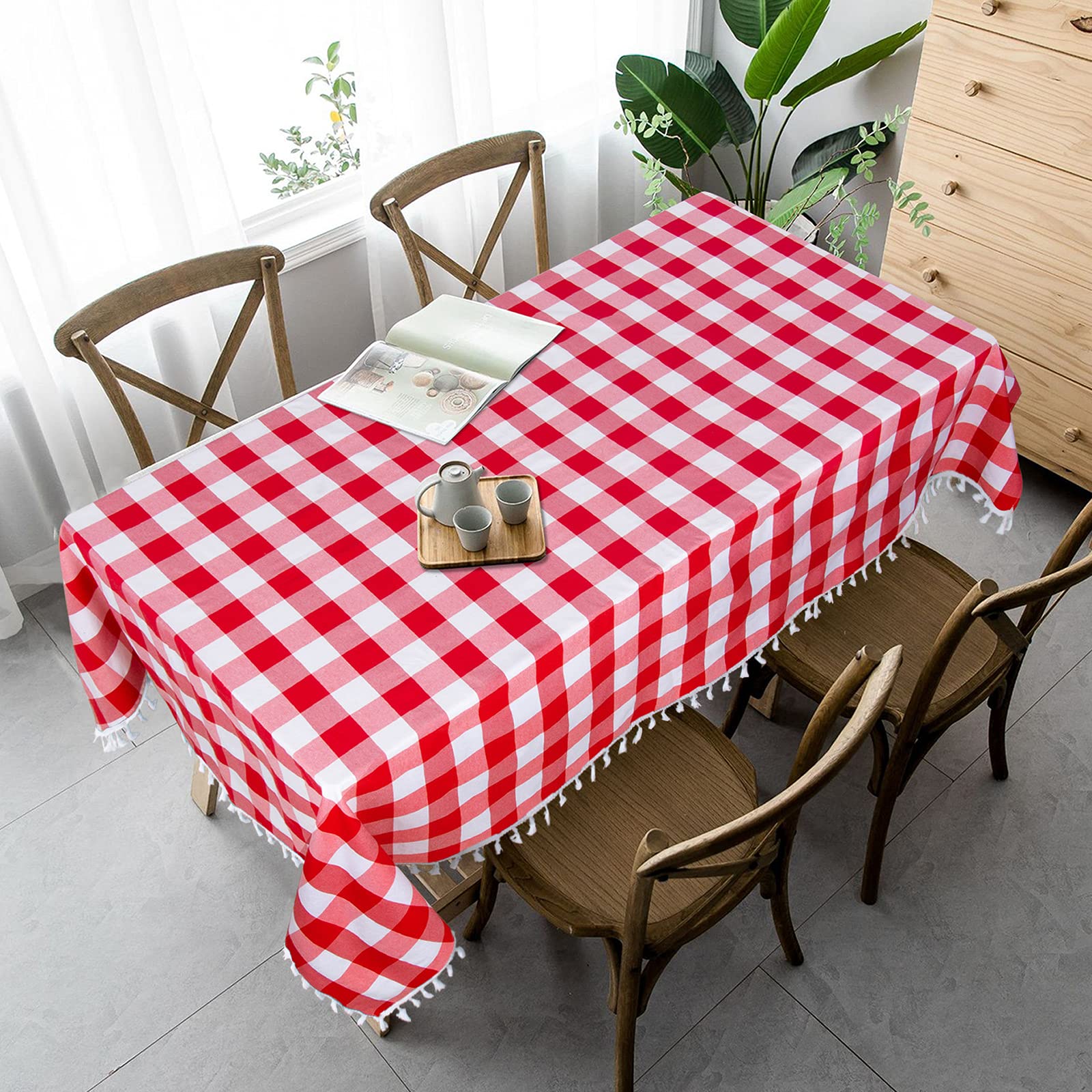 Set Di 4 Federe Cuscino Decorative 45x45 Cm Con Anguria E Quadri Scozzesi - Stile Estivo, Per Divano E Casa