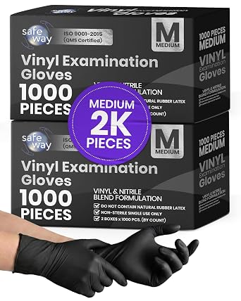 SAFEWAY USA Vinyl Disposable Gloves Non-Latex and Powder Free, Heavy-Duty Protective and Multi-Purpose Gloves for Cleaning, Food Prep, Tattooing, Lab Works, Mechanics and More 2000 pcs, Medium