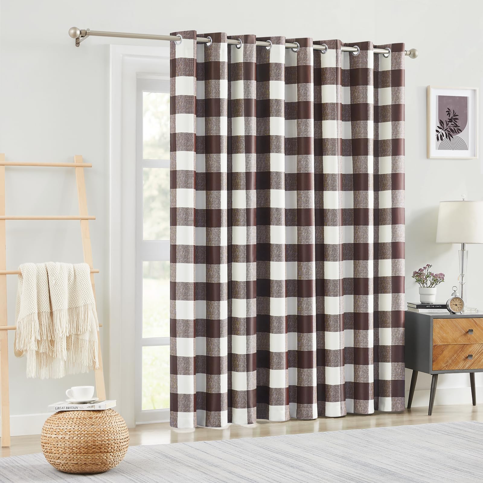 Melodieux Buffalo Check Plaid Patio Door Curtain