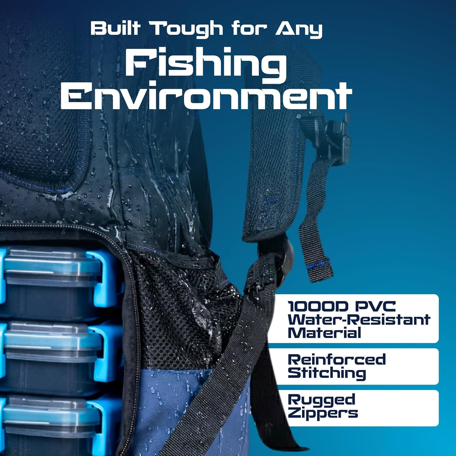 Reaction Tackle Fishing Tackle Backpack with Detachable Binder and Rod Holders – Water-Resistant Heavy-Duty Fishing Backpack, Soft Plastic Storage, Padded Straps for Freshwater & Saltwater Fishing