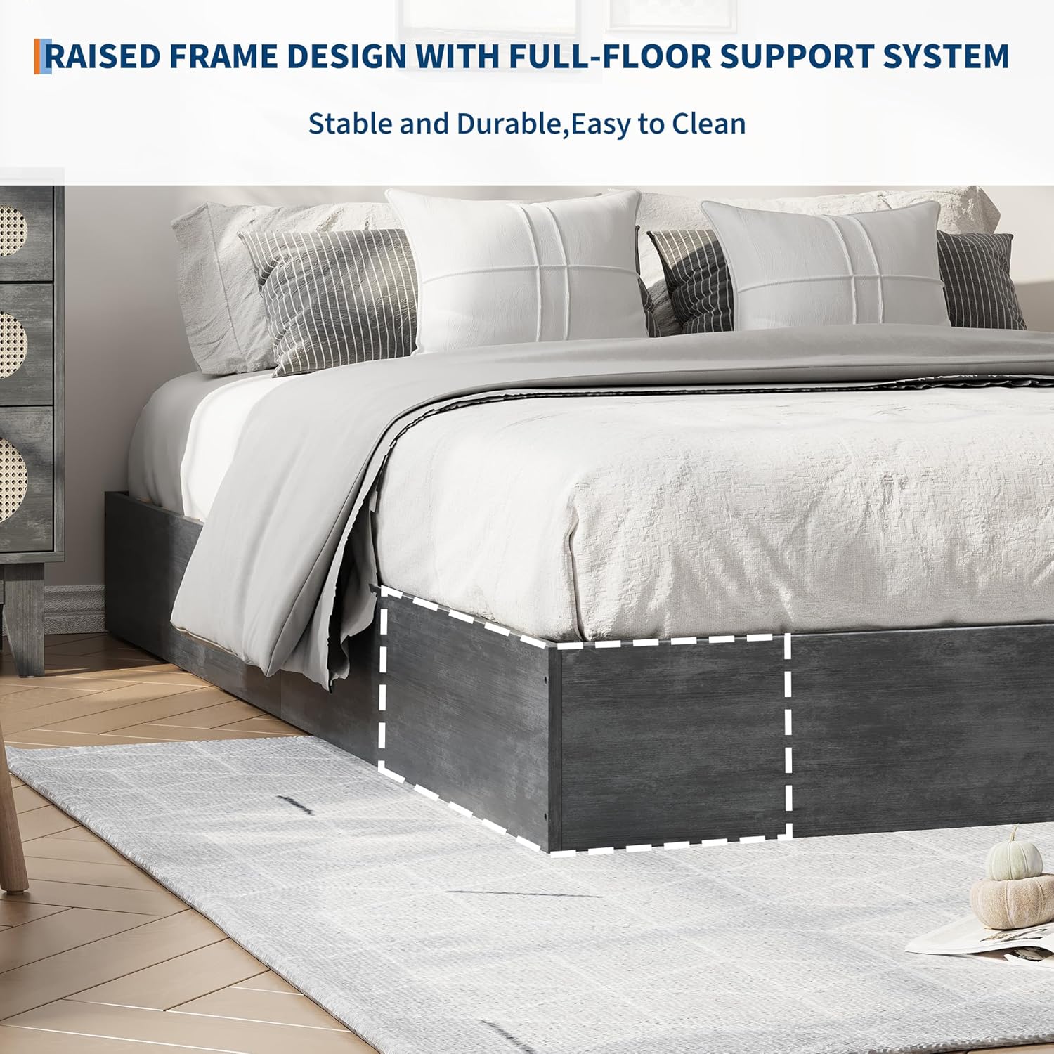 IDEALHOUSE Platform Bed Frame Twin XL Size,Wooden Slat Support,No Box Spring Needed, Easy Assembly