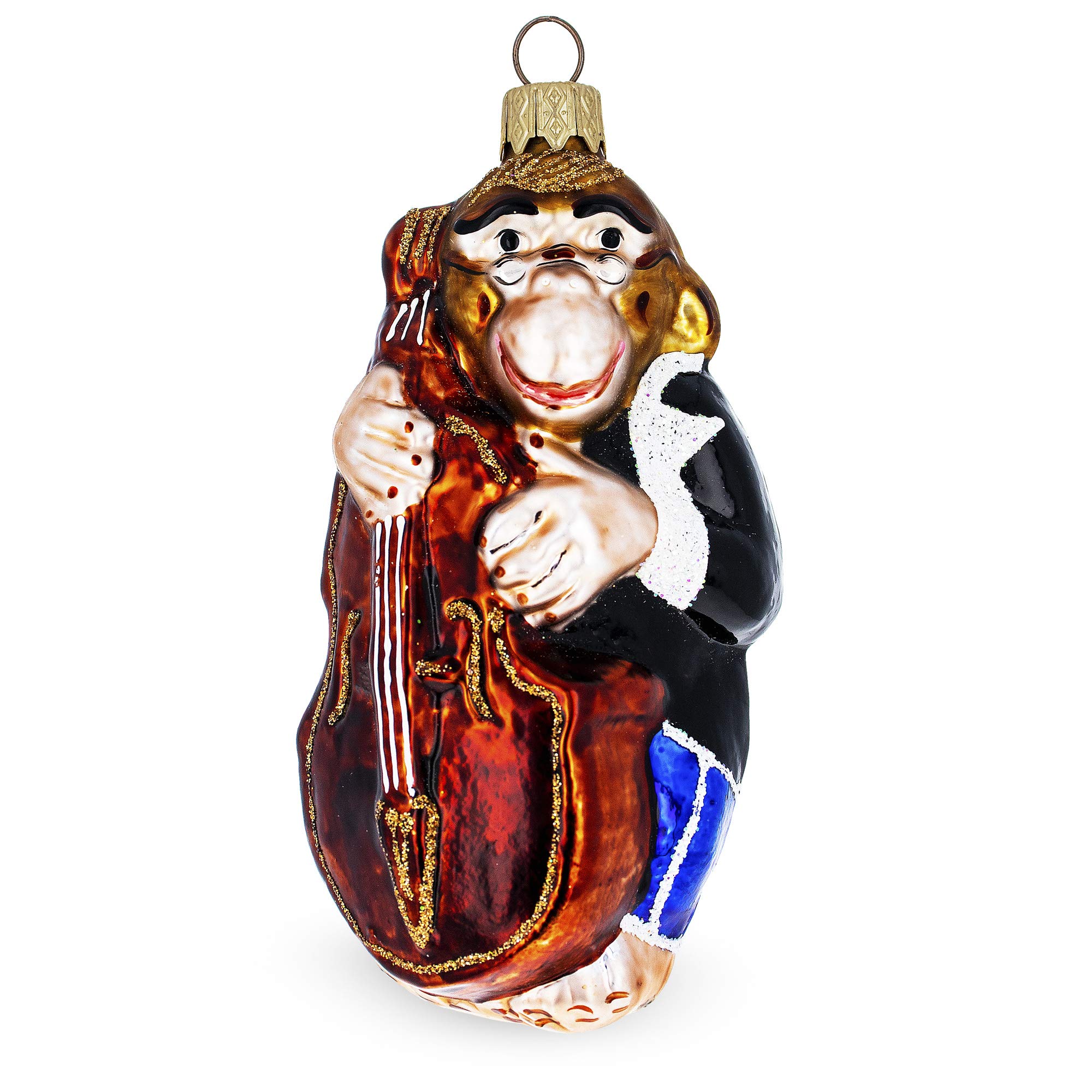 Singe joueur de contrebasse BestPysanky pour décoration sapin Noël