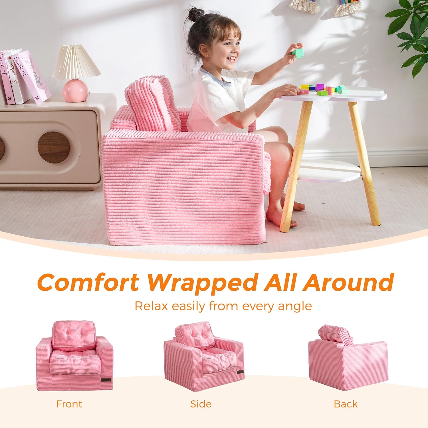 MAXYOYO Kids Bean Bag Chair, Upholstered Bean Bag Sofa Cloud Seat